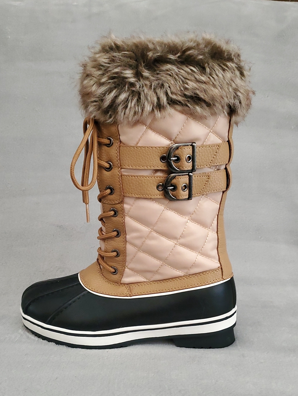 🆕3M THINSULATE Light Brown Mid-Calf Quilted Faux-Fur Winter Boots WOMEN SIZE: 5